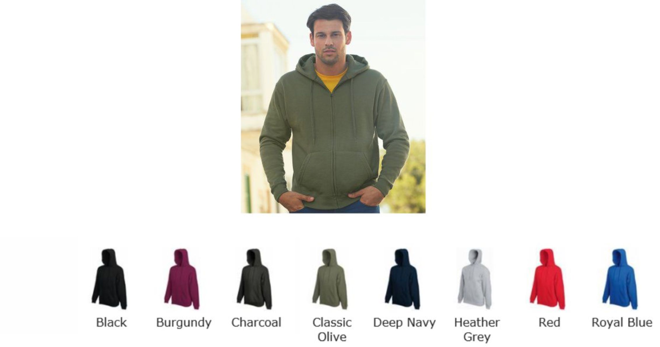 Fruit of the Loom SS107M 70/30 Premium Hooded Sweat Jacket  Fruit of the Loom SS107M 70/30 Premium Hooded Sweat Jacket